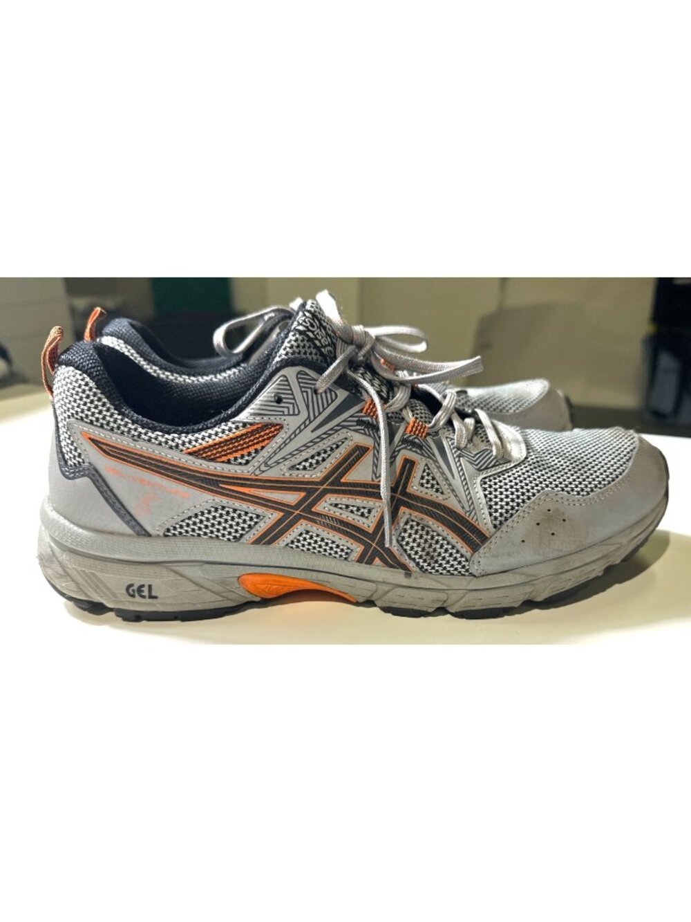 Asics Gel Venture 5 Mens Trail Running Shoes Gray Orange Size 9.5  Comfort Grip